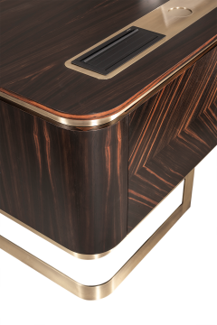 Walnut Bronz Metal Ayaklı Ahşap Makam Takımı