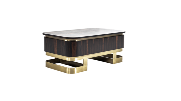 Walnut Bronz Metal Ayaklı Ahşap Makam Takımı