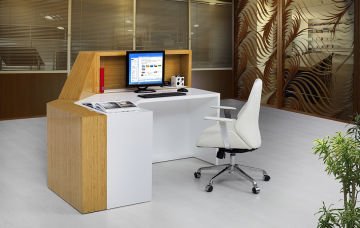 Troya Bambu Kaplamalı Ahşap Karşılama Bankosu