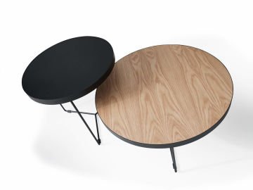 Round Metal Ayaklı Ahşap Orta Sehpa